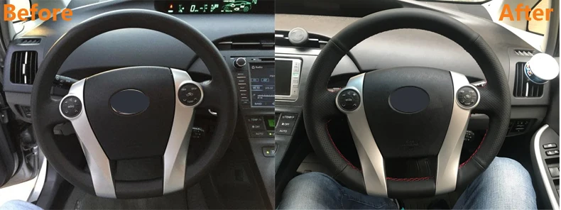 MEWANT Black Artificial Leather Car Steering Wheel Cover for Toyota Prius 2010-2015 Aqua 2014 2015 Toyota Prius C 2012-2018