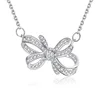 Shiny silver jewelry 925 cz bowknot necklace set