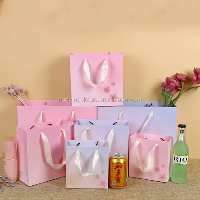 custom made shopping door pink gift jewellery paper packing bag