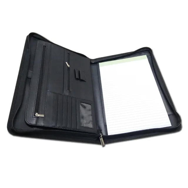 leather holder notebook document binders zipper file folder