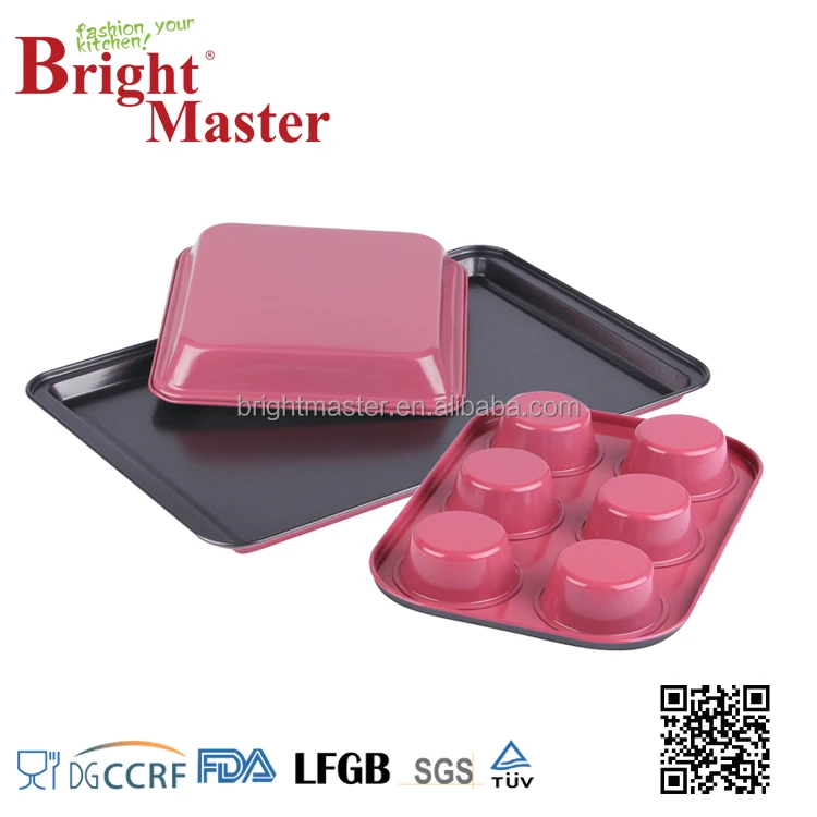 3pcs bakeware set(muffin pan square pan cookie sheet) ,non-stick