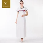 Hot selling short sleve frock casual summer fashion casual long white dress