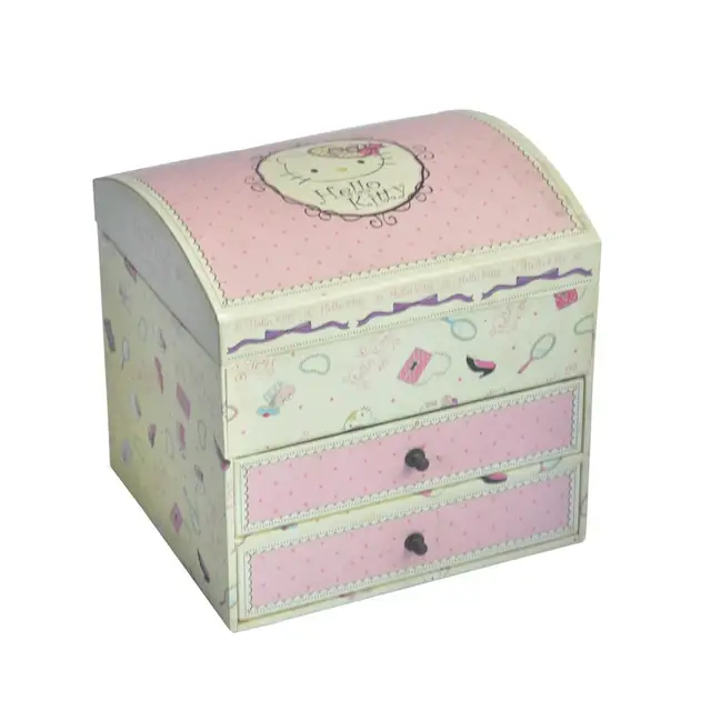 Flip top paper printed jewelry box with drawers mirror and EVA form paperboard gift packaging box