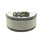 PAITEER Custom Luxury Crystal Diamond Genuine Leather large dog collar