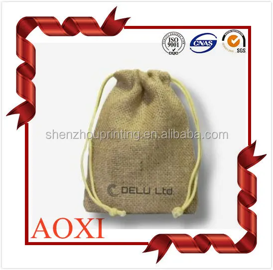 custom jute gift small burlap drawstring bags, seeds gunny bag