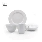 Cheap White Ceramic Dinner set serving dinnerware embossing dinnerware