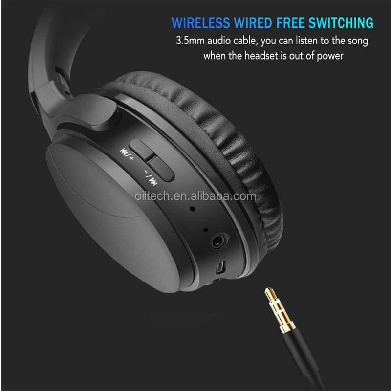 High-End Folding Super Bass Stereo ANC Noise Cancelling Blue tooth Wireless over Ear Headset headband earphone - ANKUX.COM