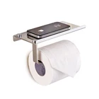 Factory Bathroom Tissue Holder Wall Mounted Toilet Tissue Roll Holder/Toilet Paper Holder with Phone Shelf