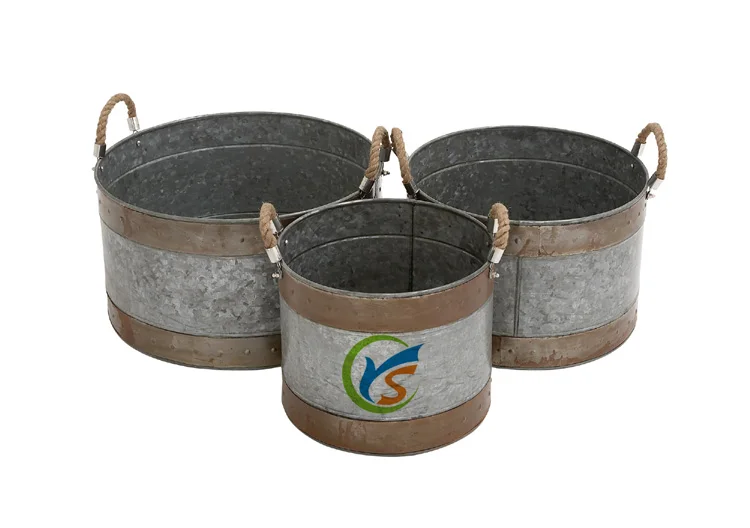 Galvanized Metal Rustic Round Gardening Planter Pots Buy Planter Pots