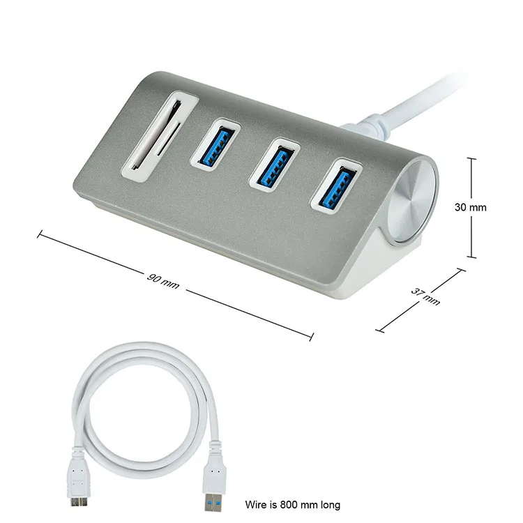 Alumínio USB 3.0 Hub com SD/TF Card Reader para iMac, MacBook Air, Mac Mini, portátil - ANKUX Tech Co., Ltd