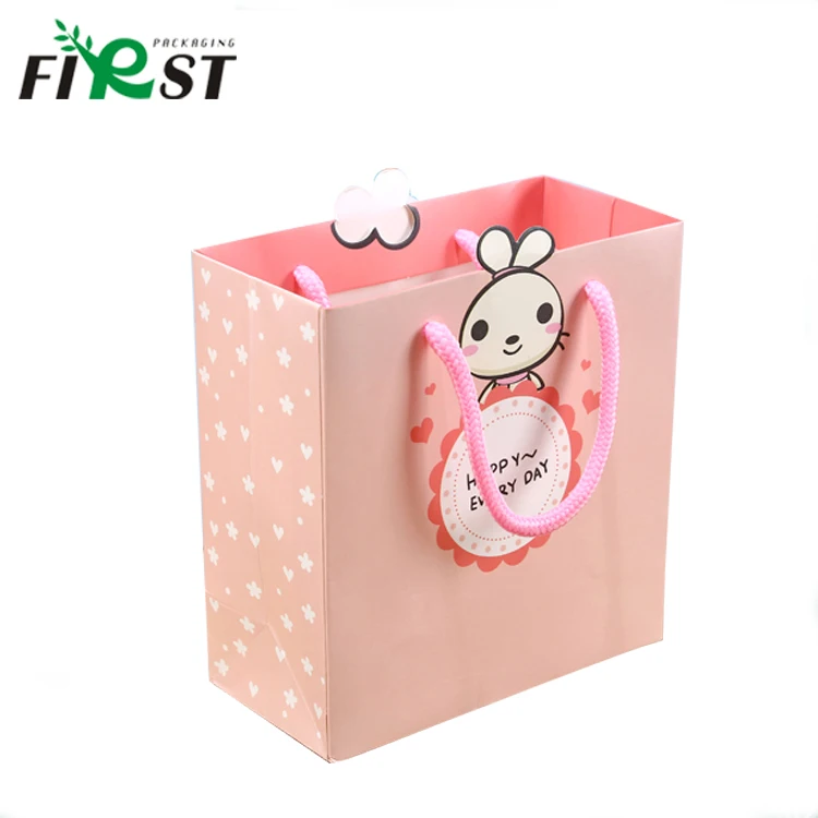 custom printing shopping gift paper bag with pink