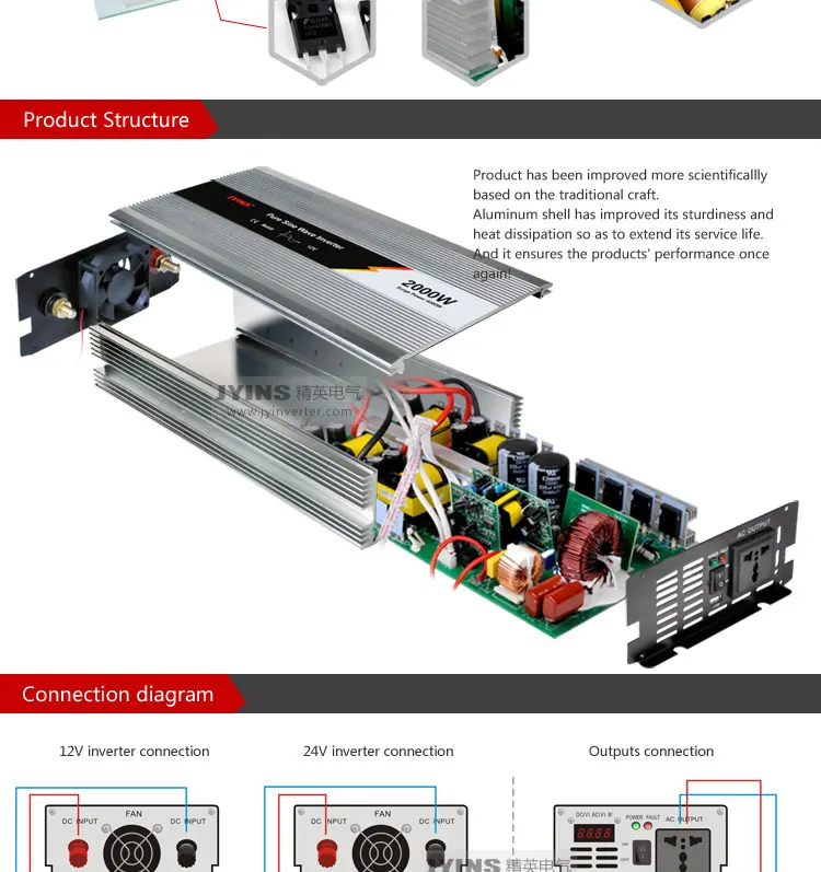 JYINS 24vdc 220vac power inverter 50/60hz