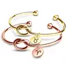 Personalized Rose Gold Plated Zodiac Sign Coin Charm Knot Cuff Bracelet