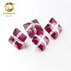 Hand made cross included loose gemstone square cut multi color ruby red