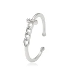 13930 openable design clear stone ring,adjustable jewelry,women wear brass alloy silver color costume ring