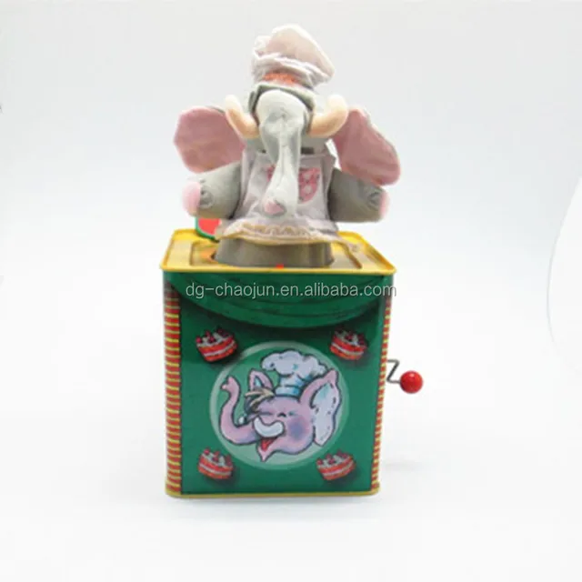 high quality attractive funny doll design hand crank musical tin