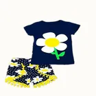 Hot selling summer girls boutique clothes floral printed pearl tunic baby outfit remake children's clothing set