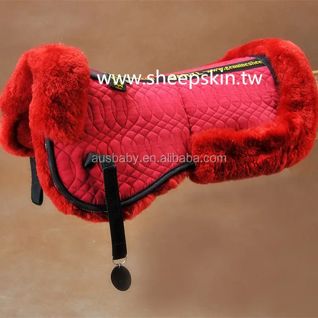 Sheepskin horse saddle pad with wool cover