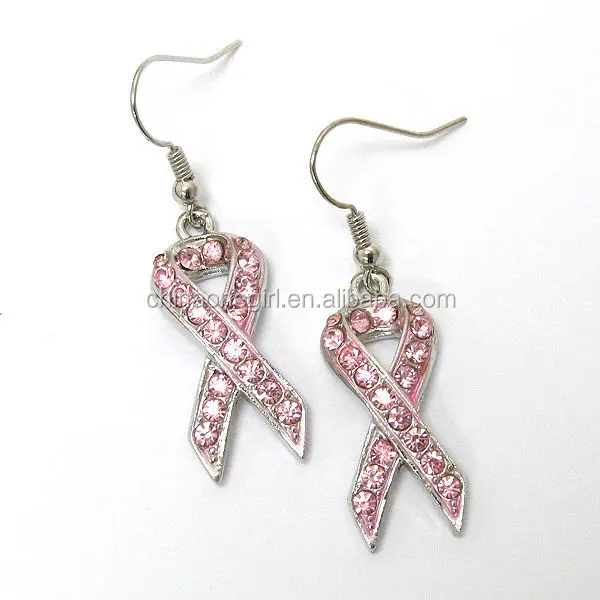 Brustkrebs-Früherkennung kristall pink ribbon ohrring