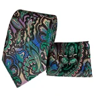 Wholesale Men Necktie Paisley Fashion Luxury Silk Tie Set Green Black Neck Ties Gravata