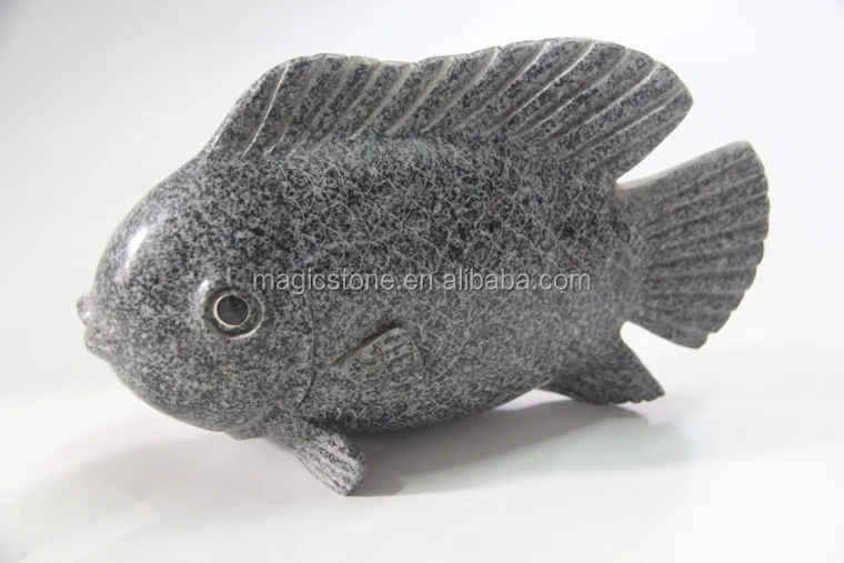 polished stone granite decoration garden fish statue sculpture