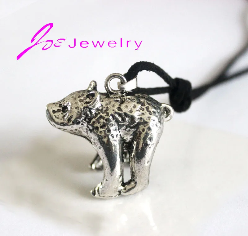 Vintage Bear Pendant Necklace wholesale 10pcs Antique silver Polar Bear Animal Pendant panda long statement necklaces Jewelry