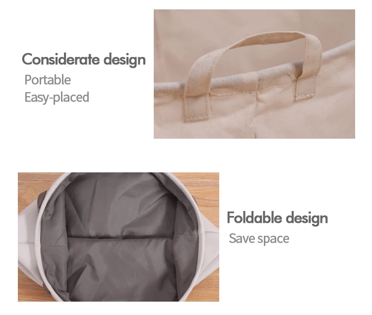 two handles canvas round toy sundries collapsible storage basket