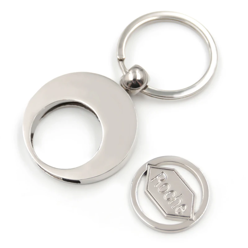 High quality zinc alloy material custom shopping trolley coin keyring