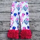 New design wholesale ruffle pants baby girl ruffle pants floral icing leggings