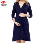 Latest Summer Breastfeeding Pregnant Women Dress Sexy V-Neck Short Sleeve Maternity Dress