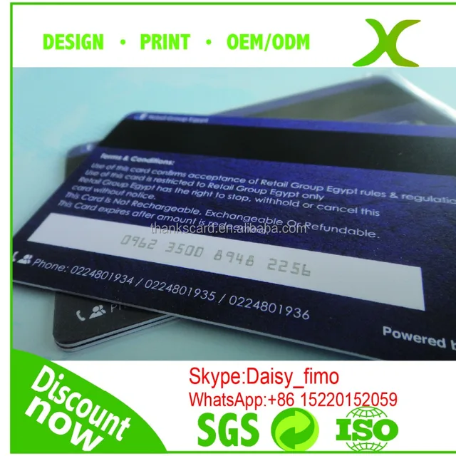 pre-encoded hi-co magnetic voucher card with black laser number