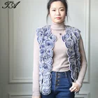 Luxurious Girls Rabbit Fur Roseete Floral Sleeveless Short Shrugs Coat Vest Gilet For Online Shopping