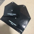 custom snap of button clear transparent glitter shining pvc clutch envelope bag