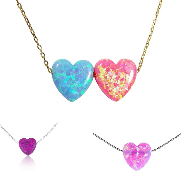 Superstar Accessories 925 Italy Sterling Silver Necklace Jewellery Created Opal Pink Heart Shape Pendant