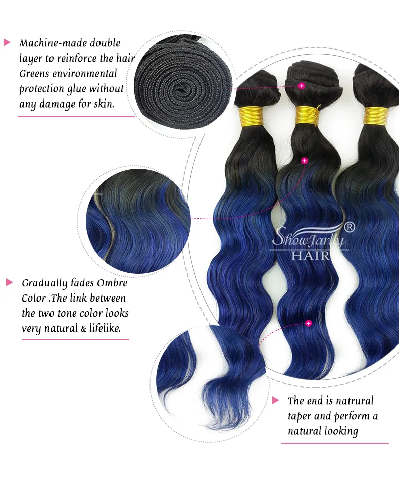 Aliexpress China Two Tone Human Hair 1b Blue Ombre Loose Wave