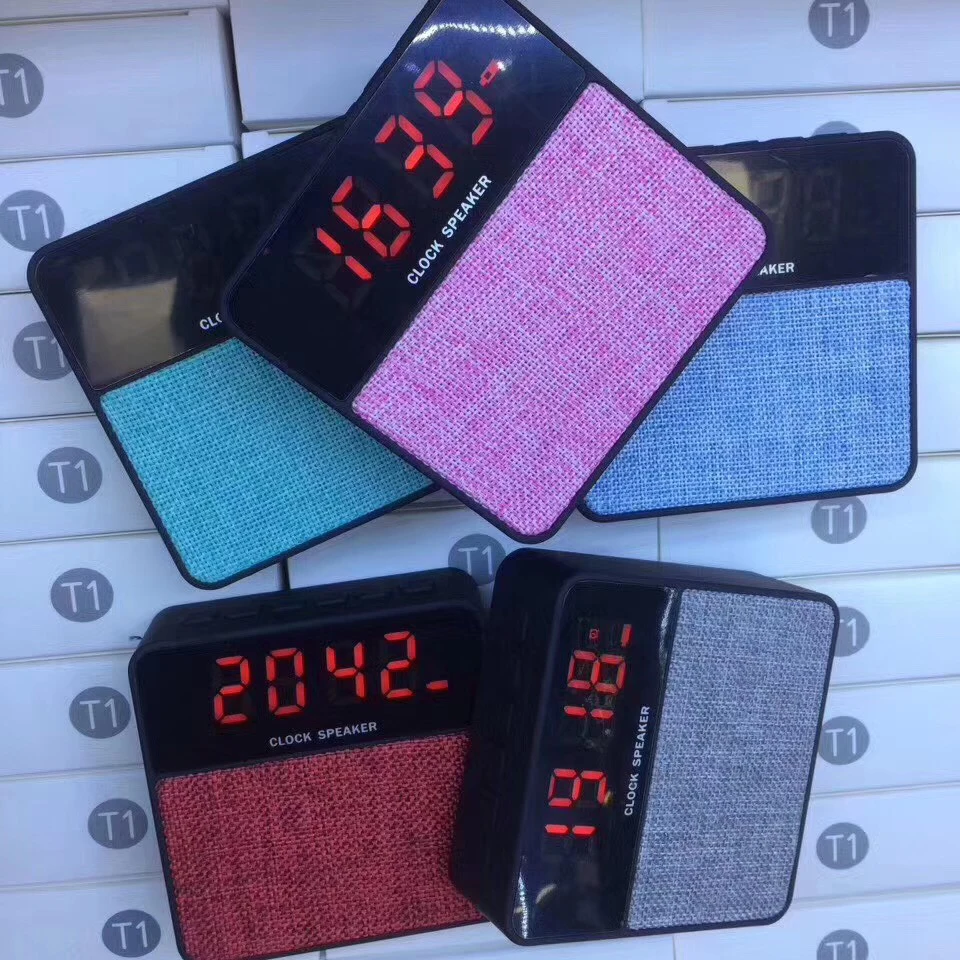 T1 fabric bluetooth alarm clock speaker with screen - ANKUX.COM