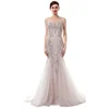 Fish Cut Evening Dresses Long Party Dress Spaghetti Straps Bead Lace Evening Gown