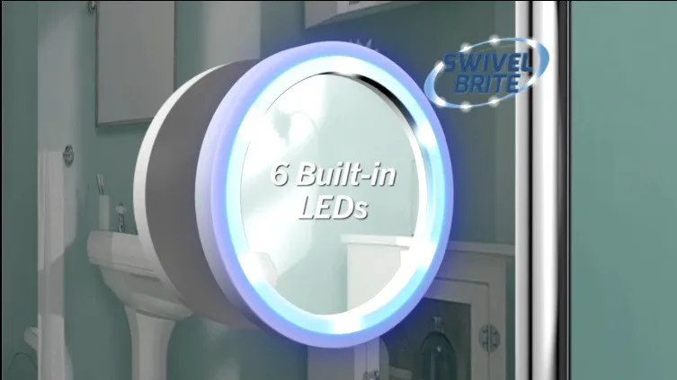 Swivel Brite LED 8X magnification mirror 360 Swivel Action