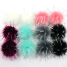 customized fur pompoms for keychain keyring key ring high quality 10 cm colorful faux raccoon fur ball