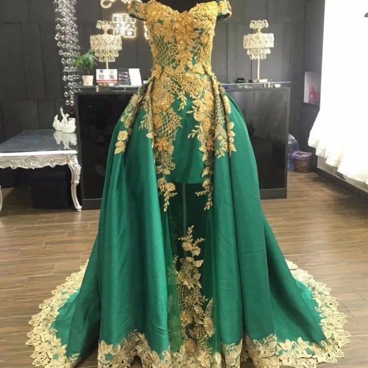 green and golden gown