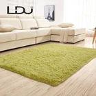 Rectangle Handmade Green Shaggy Floor Bathroom Wool Carpet Mat for Hotel