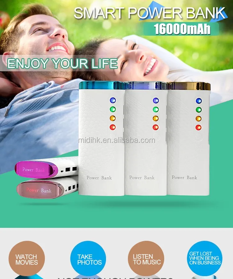 Cell phone accessories Shenzhen external battery mobile 16000 power bank with cable - ANKUX.COM