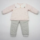 2pcs pink blue yellow trendy nova cute printed animal cat girl baby clothes set winter bulk kids clothes baby clothing