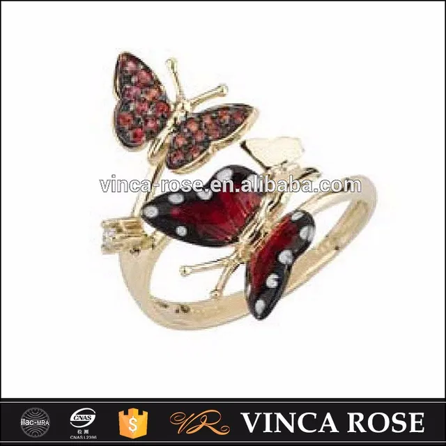 movable butterfly ring colorful enamel jewelry 925 silver finger