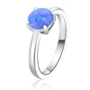 POLIVA Elegant Irish Simple Style Large Light Blue Mystic Topaz Synthetic Opal 925 Sterling Silver Jewelry Ring for Women