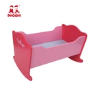 2018 New pink flower toddler pretend play children wooden dolls rocking cradle