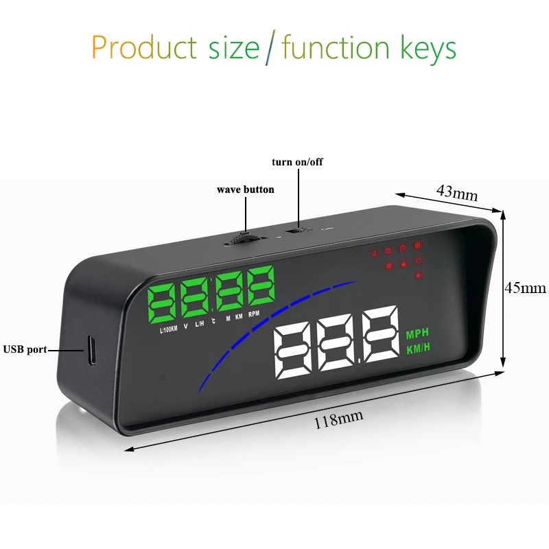 Universal Head Up Display For Cars With OBD And EU-OBD Port 12V Multifunction HUD Speed RPM Voltage Temperature Display And Windshield Reflector2