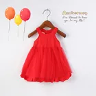 toddler clothing red A-Line sleeveless girls dress Huzhou fashion Summer Cotton Frock Design