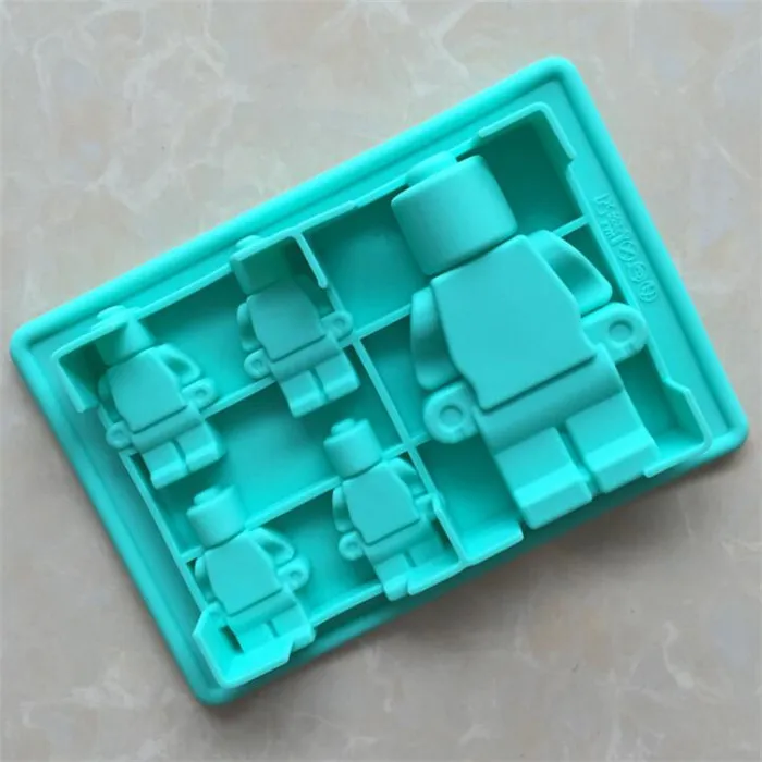 LFGB FDA SANS BPA 5 cavités sans bâton robot lego nouveauté silicone personnalisé glaçon gelée bonbons moule
