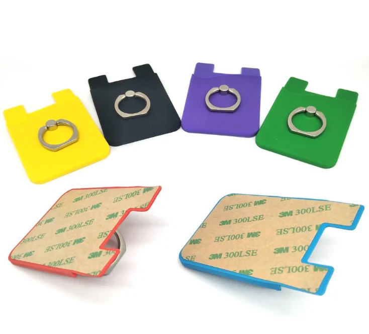 customized advertising logo silicone id credit card phone holder